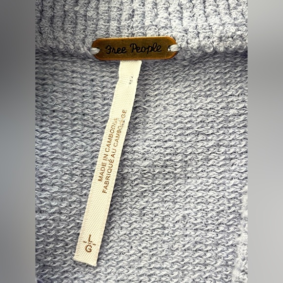 New Free People Ottoman Cardigan Open Front Ribbed Serenity Size Large - Picture 4 of 5